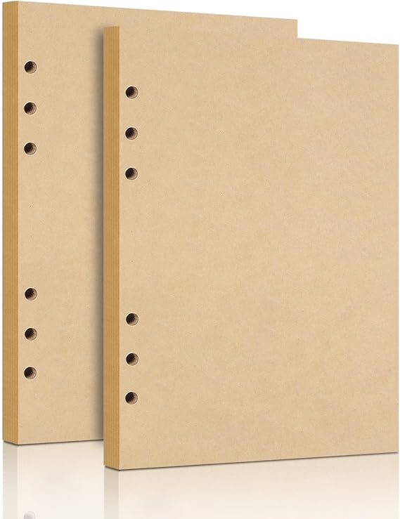A5 Refill Paper, 2 Pack Unlined Blank Kraft Paper,100GSM Thick Refillable Paper 6 Hole Filler Inserts Loose Leaf Paper,for A5 Size 6 Ring Binder Journal Notebook,160 Sheets (320 Pages)