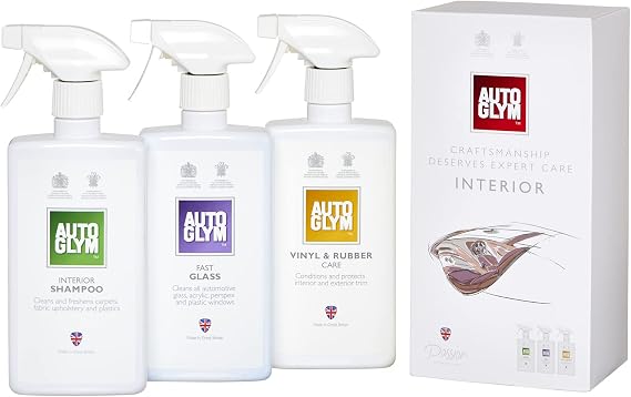 Autoglym The Collection - Perfect Interiors - The Ideal Car Cleaning Kit That Includes Interior Shampoo, Fast Glass, and Vinyl & Rubber Care | Interior Car Care Kit with Interior Shampoo, Glass Cleaner & Vinyl Protectant for Dashboard, Trim & Upholstery