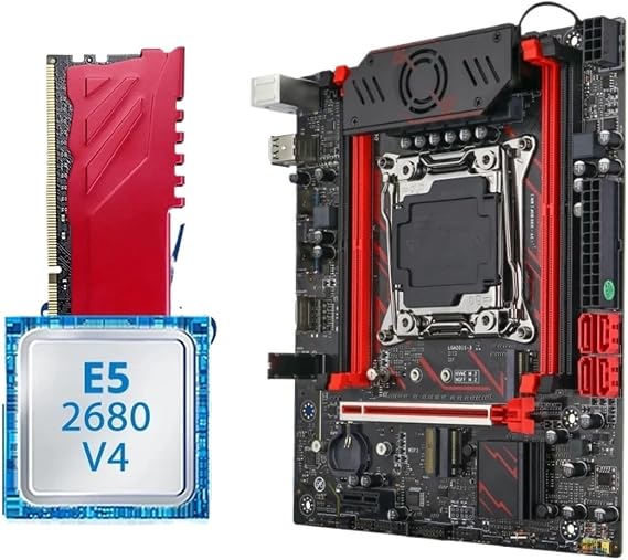Gaming Motherboard Set SOYO X99 C612 with Xeon E5 2680 V4 CPU DDR4 16G*1 2133MHz Desktop Computer Components Mainboard(Motherboard+CPU)