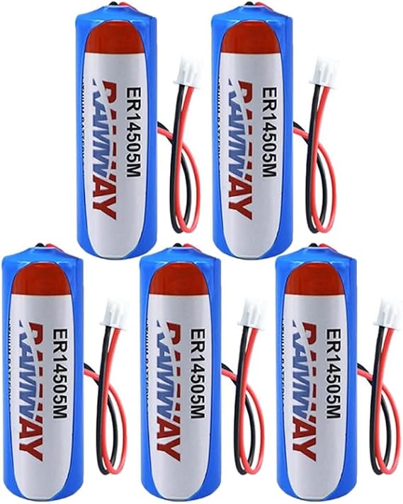 (5 Pack) ER14505M AA 3.6V Lithium Battery 2200mAh Li-SOCL2 Non-Rechargeable Battery (White Plug)
