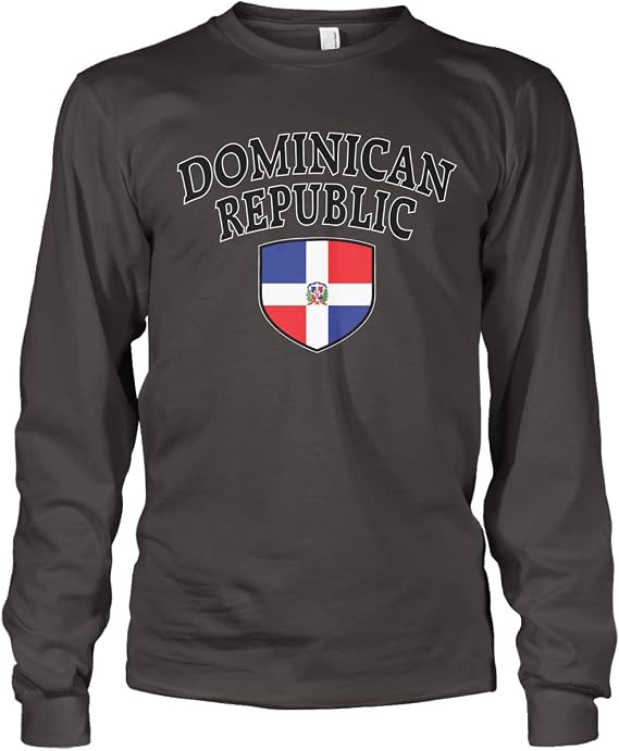 Men's Dominican Republic Flag Crest Shield Long Sleeve T-Shirt