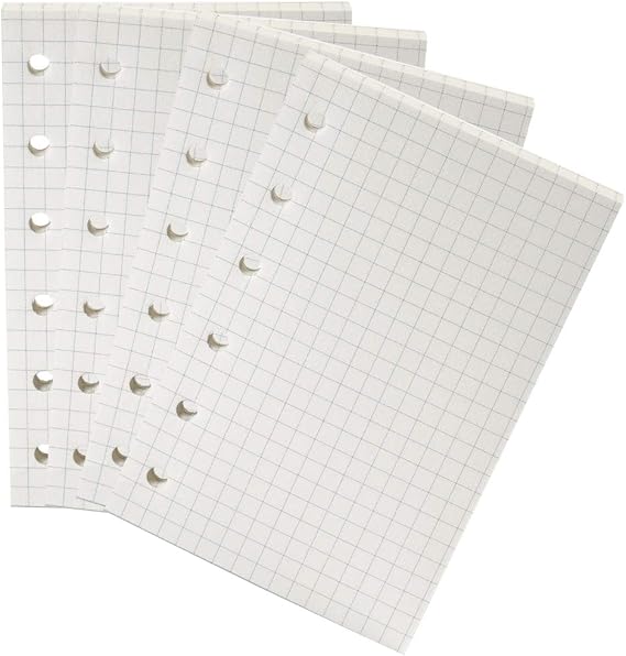 Moterm Pocket Rings Planner Refills Inserts (4-Pack, Grid) | Size: Pocket, 3.22" x 4.84", 100gsm Thick Paper, 6 Holes Pocket Binder Planner Inserts