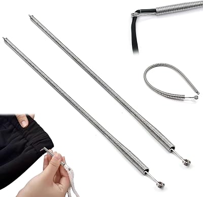 TECHPLUS 2PCS Spring Drawstring Threader Tool – Versatile Elastic Band, Lace, and Cord Insertion Solution for Pants, Sweatpants, Shorts, and Hoodies – Sewing Craft Essential