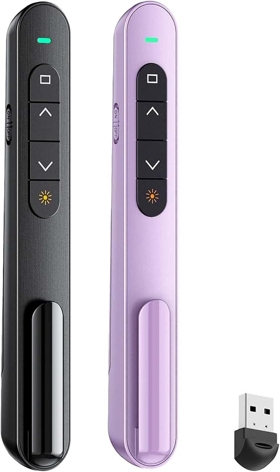 QUI 2 Pack Wireless Presenter Remote, USB, Black Purple