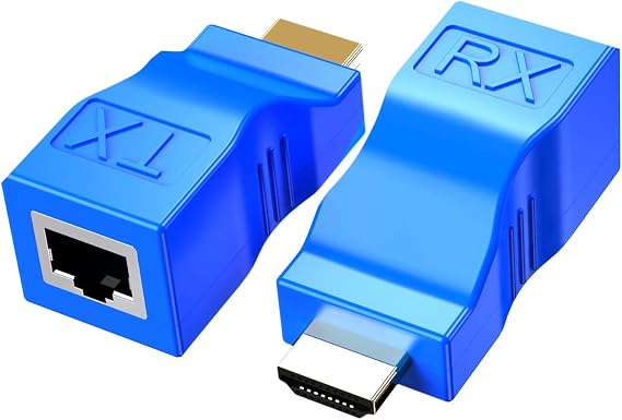 HDMI Extender 30m RJ45 1080P for TV PS4 | Extends HDMI 30m over Cat5e/6, TX+RX no power needed, 1080P 2.5Gbps, No HDCP, Plug and play