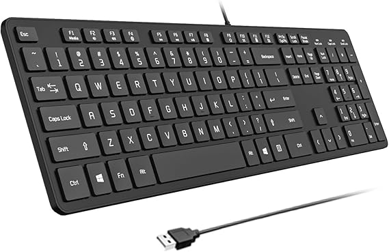 USB Wired Keyboard for Window,Comfortable Quiet Chocolate Keys, Durable Ultra-Slim Wired Computer Keyboard(QWERTY) for PC, Windows 11/10/8/7/XP/Vista KB1430