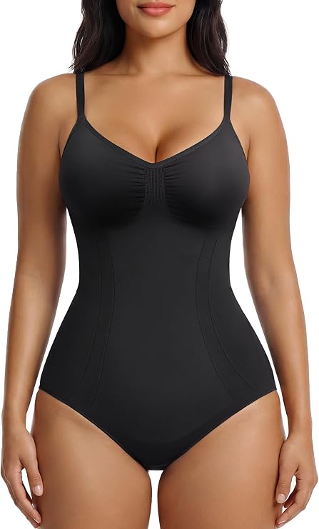 SHAPERX Women's Tummy Control Shapewear Bodysuit Seamless Compression Body Shaper Comfy Brief Body Suit