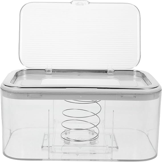 Rectangular Tissue Box Cover Holder with Spring Lifter for Convenient Storage, Large Capacity Silver Napkin Storage Holder Suitable for Homes and Offices