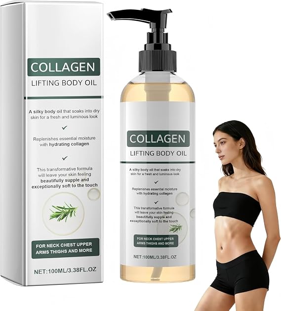 Collagen Lifting Body Oil, Collagen Oil For Skin Tightening, Collagen Hydrating Body Oil with Rosemary, Firming Body Oils for Neck Chest Arms Legs Stomach, Moisturizes & Smoother Skin 100ml