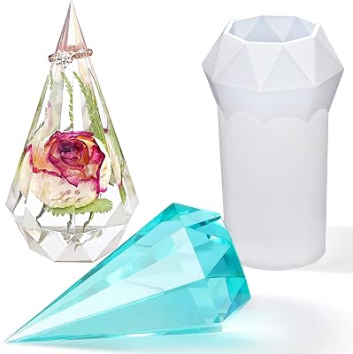RESINWORLD Faceted Ring Cone Resin Mold Silicone, Diamond Shaped Ring Holder Molds for Resin Casting, Pyramid Silicone Molds for Epoxy Resin, Wedding Decor, Engagement Gift