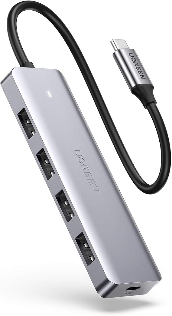 UGREEN USB C Hub with 4 Ports USB 3.0 OTG Adapter with Power Supply (15 cm) USB-C splitter compatible with iPhone 17 series MacBook series iPad Surface Pro/Go Thinkpad and more