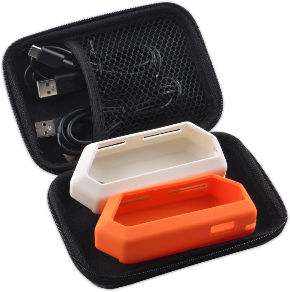 Hard EVA Carrying Case for Flipper Zero, with Flipper Zero Silicone Case Cover - Pack of 2 - Orange and WhiteCase Only