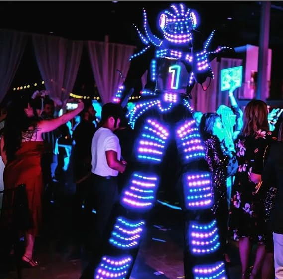 Earthradius Pixels Luminous LED Robot Suit Costume Clothes Stilts Walker LED Lights Full Color Smart Dance Costumes