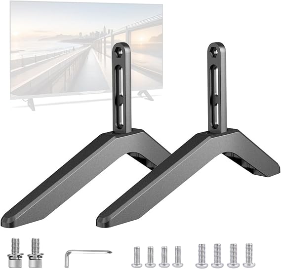 Table Top TV Stand Base, TV Stand Mount | Height Adjustable Aluminum Alloy TV Leg TV Stand - Replacement Stand, Stable Support Base Feet for Living Room or Bedroom