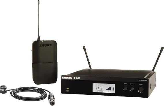Shure BLX14R/W85M Rack-Mount Lavalier Audio System J11 Band (596620 MHz) BLX4R Receiver, BLX1 Bodypack & WL185m Cardioid Lavalier Mic, Up to 14 Hr Battery, 300 ft Range