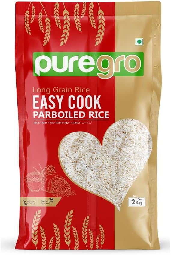 Puregro Easy Cook Rice | Aromatic Long Grain | Premium Quality | Perfect for Fluffy and Flavourful | Quick Cooking | Ideal for Jollof Rice | Paraboiled 2kg