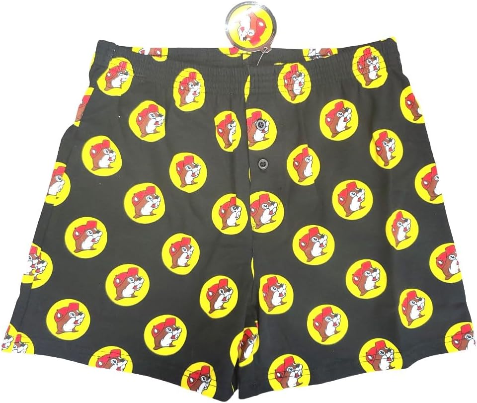 Buc-ees Black Printed Pajama Boxers Sleepwear Shorts for Adults, Men and Women - Beaver - Unisex