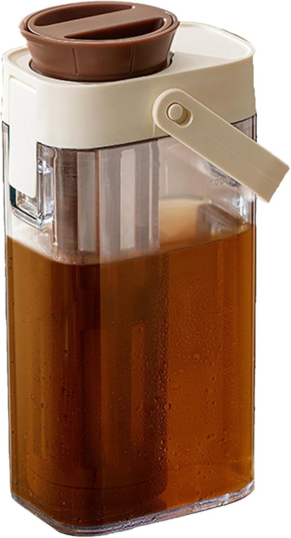 Cold Brew Maker 1L Iced Tea Pitcher Coffee Brewer | Kitchen Tools Jar with Handle Lid for Home Apartment Restaurant Party Picnic Milk Water Ice Tea Lemonade Fruit Drinks