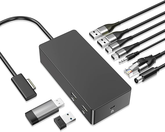 Surface Pro Docking Station,Surface Dock with 90W Power Adapter,Ethernet,Mini DP*2,USB 3.0 * 4,Audio for Surface Pro 11/10/9/8/X/7/6/5/4/3, Surface Laptop go7/6/5/4/3/2/1, Surface Book Go