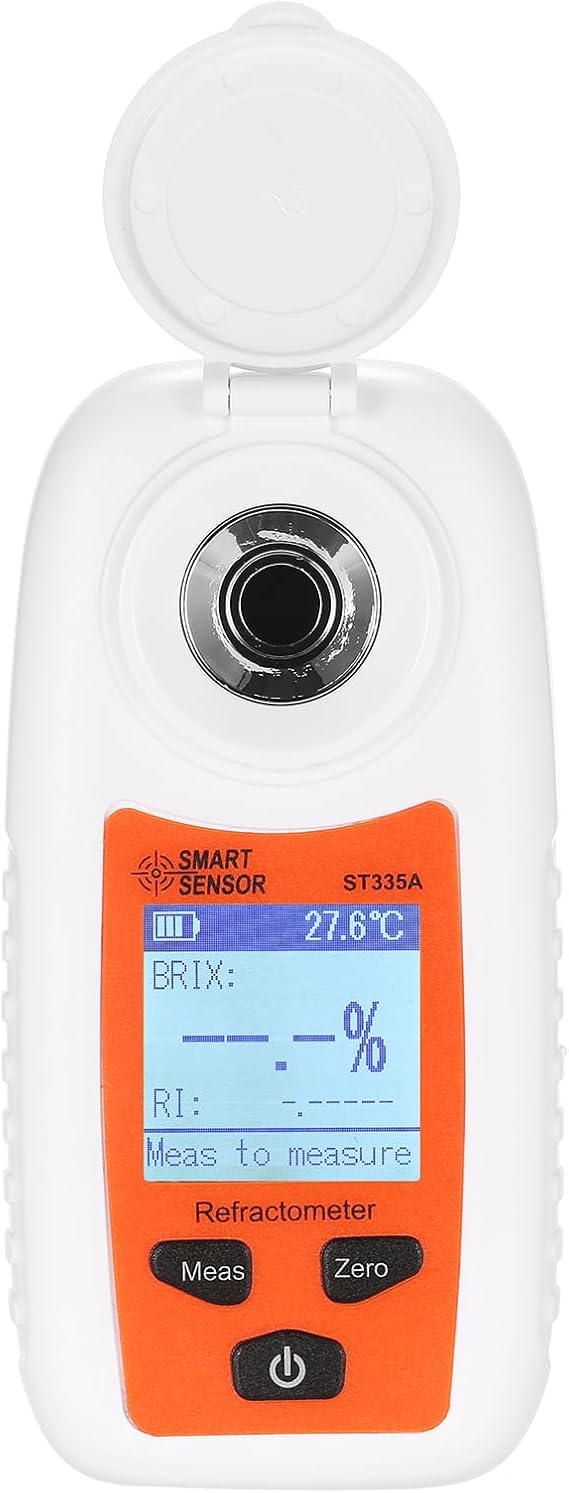 SMART SENSOR ST335A LCD Digital Refractometer Portable Handheld Honey Refractometer ATC Sugar Percentage Tester Sugar Concentration Detector Sugar Solution Content Testing Tool
