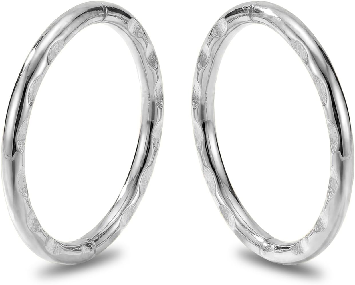 365 SLEEPERS 925 Solid Sterling Silver Faceted Sleeper Earrings - Australian Made - Nose Hinged Hoop Segment Ring - Nickel Free Hypoallergenic