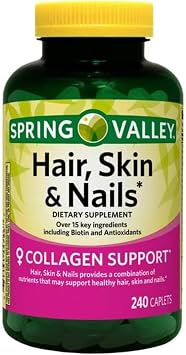 Spring Valley - Hair, Skin & Nails, Over 20 Ingredients Including Biotin and Collagen, 240 Caplets