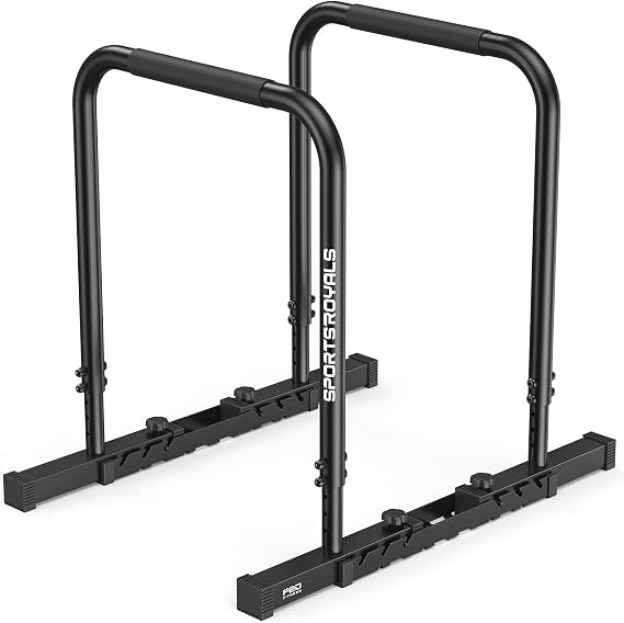 Sportsroyals Adjustable Dip Bars, 400kg Heavy Duty Parallel Bars, Stable Dip Station with Dual Safety Lock, Height Adjustable Parallettes for Home Gym, Calisthenics & Upper Body Workout