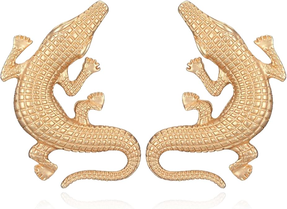 Gold Crocodile Drop Dangle Earrings for Women punk Charm Alligator Animal Pendant Earrings Statement Exaggerated Stud Earrings Gifts