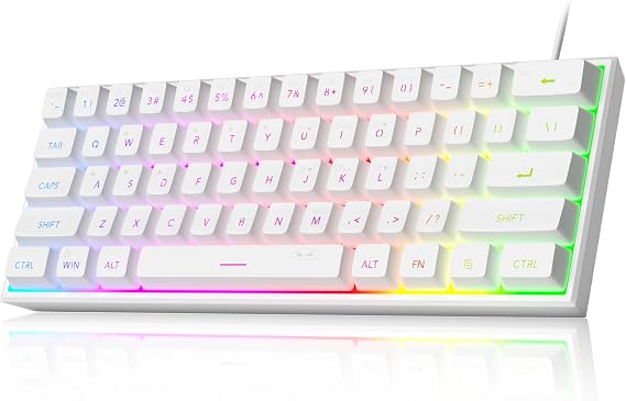 MageGee Mini%60 Oyun Klavyesi, Yükseltme RGB Arkadan Aydınlatmalı 61 Anahtar Ultra Kompakt Klavye, TS91 Ergonomik Su Geçirmez Mekanik Hissetme Ofis Bilgisayar Klavyesi, PC, MAC, PS4, Xbox ONE Oyuncu