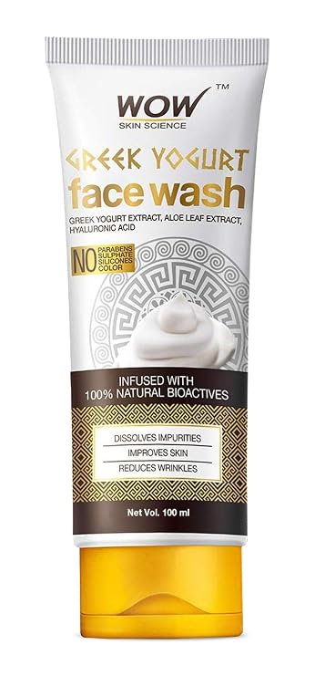 WOW Greek Yoghurt Face Wash - No Parabens, Sulphate, Silicones & Color - 100mL Tube