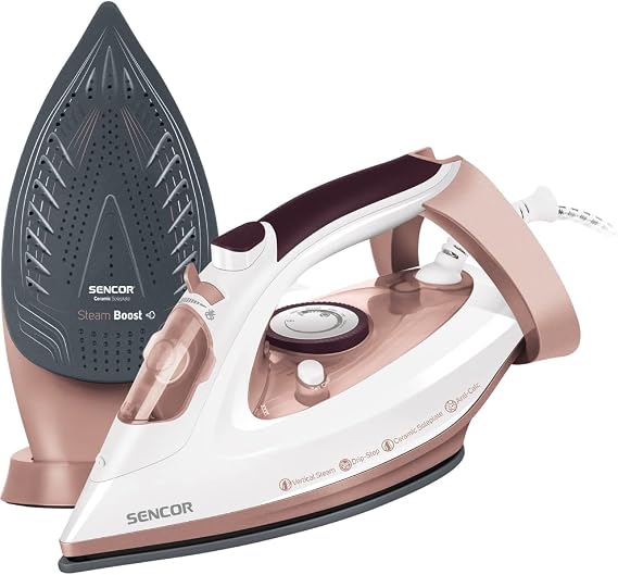 Steam iron, 3100 W, white/pink