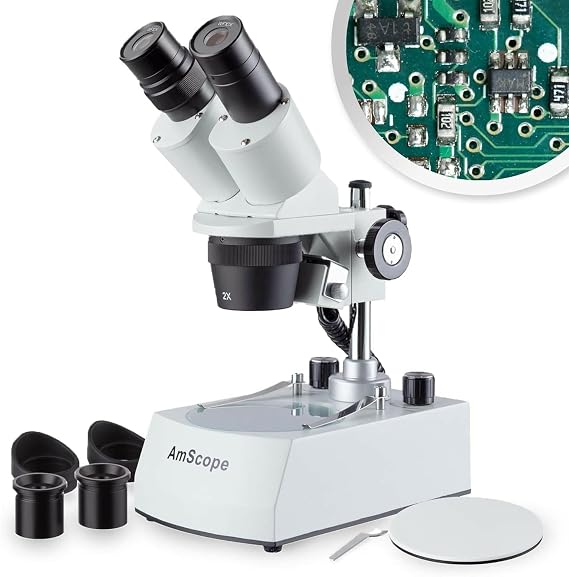 AmScope SE306R-PY-LED Forward-Mounted Binocular Stereo Microscope, WF10x