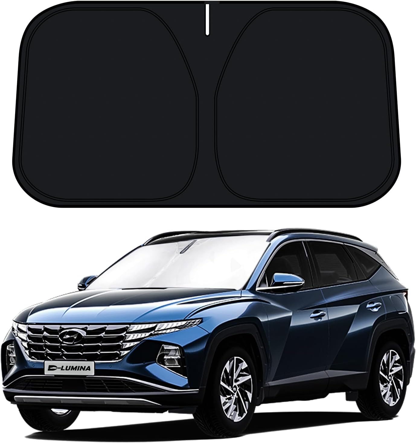 D-Lumina Windshield Sun Shade for 2016-2021 Hyun-dai Tucson Accessories, Front Window Sunshade Sun Visor Protector Block UV Rays Heat, Foldable 2 Layers 210T Material