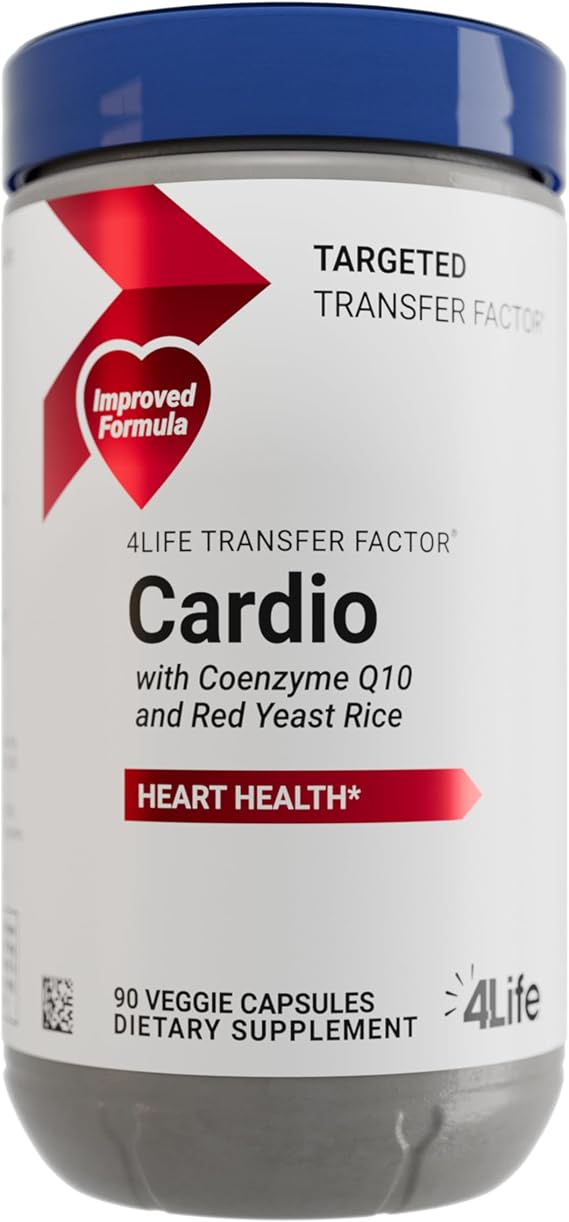 4Life Transfer Factor Cardio Heart Support with CoQ10 Garlic, 90 Capsules | Coenzyme, Red yeast rice, Ginkgo biloba, Healthy Cholesterol, Magnesium, Resveratrol, Immune, Circulation, Lipid balance