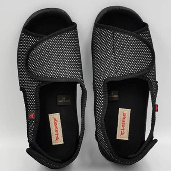 Extra Wide Slipper Diabetic Shoes,Foot shoes for valgus valgus, externally worn shoes with fat feet and swollen feet-UK7_black,Adjustable Post-op Shoes Footwear