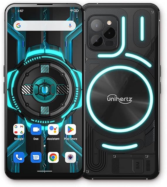Unihertz Luna, 12GB + 256GB Transparent Back Designed Light-Emitting 4G Smartphone 108MP 5000 mAh Android 12 Phone Black (Support T-Mobile & Verizon only)