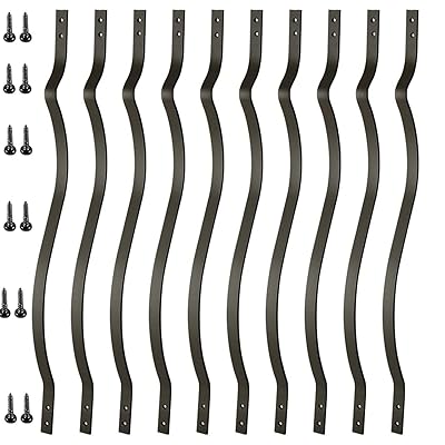 26 Pack Deck Balusters 29.5 Inches Metal Deck Spindles with Screws Black Balusters Iron Deck Spindles, Wave Arc Baluster for Outdoor Stair Deck Porch
