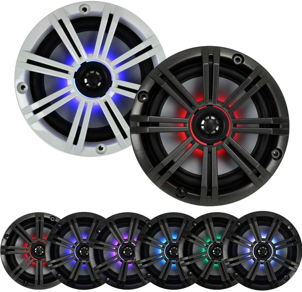KICKER 6.5 Inch KM-Series LED Marine Speakers 41KM654LCW (Pair)