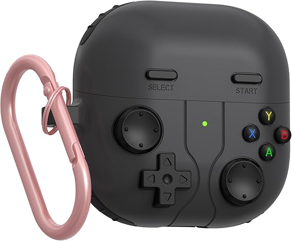 Silicone Case Compatible with Huawei Free Clip 2 - Retro Game Cover, 3D Clickable Buttons, Shockproof & Wireless Charging (Black)