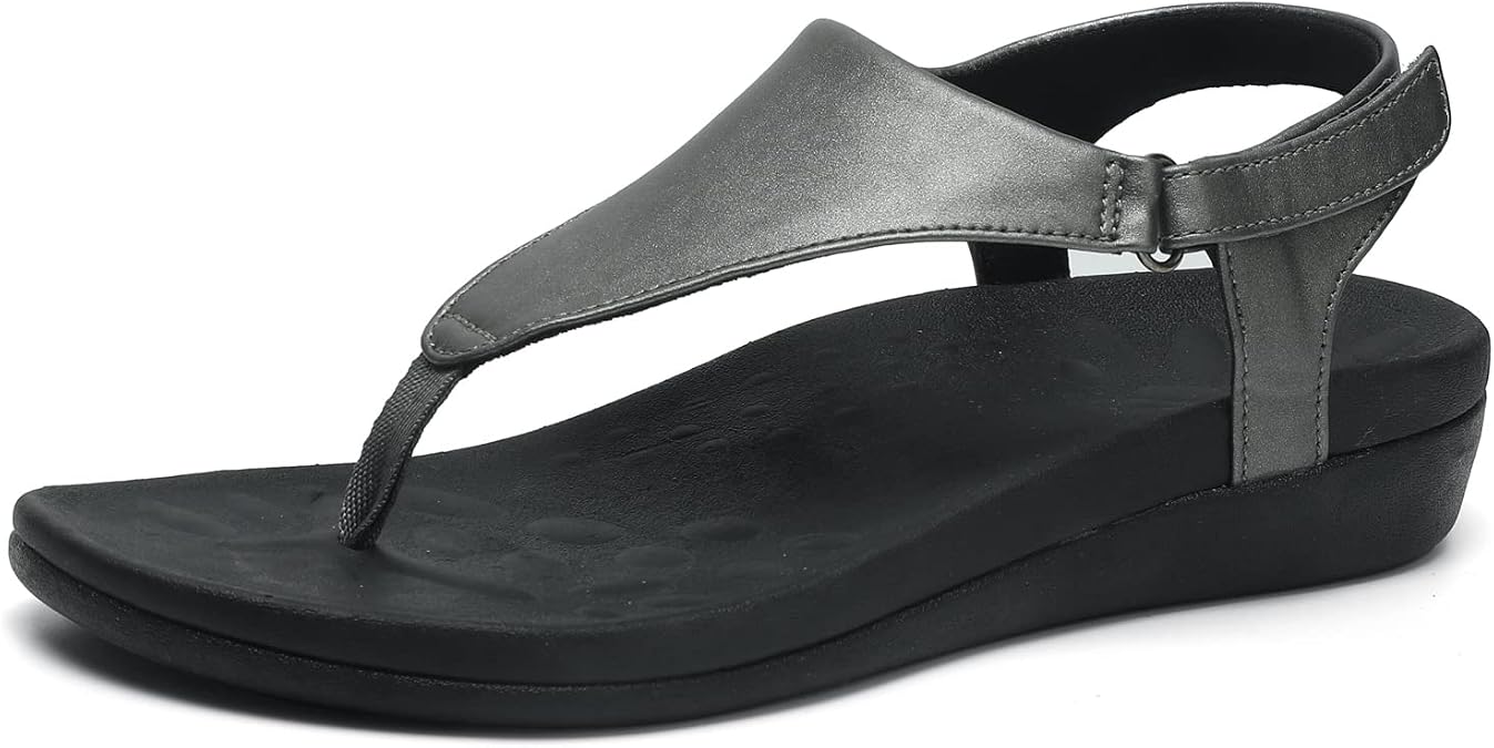 UTENAG Womens Arch Support Sandals Orthotic Adjustable Thong Flip Flops