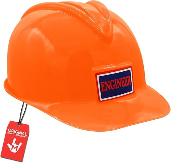 Nicky Bigs Novelties Morph Engineer Construction Hard Hat Adjustable Plastic Costume Helmet Kids Adults Road Worker Halloween