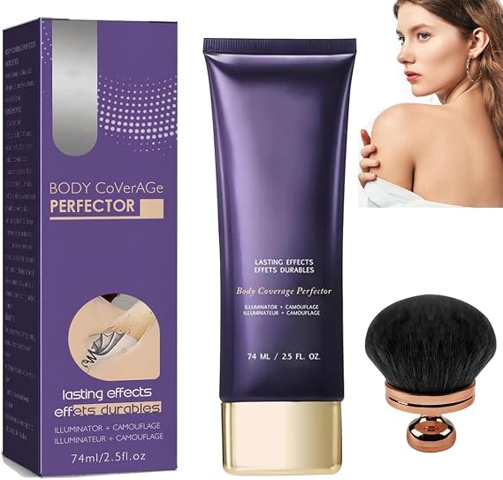 All over Complexion Perfector, Beauty Body Coverage Perfector with Brush, Body Coverage Perfector, Cream Makeup, Long Lasting& Sweatproof Body Concealer, Waterproof, Natural Gloss (1PCS)