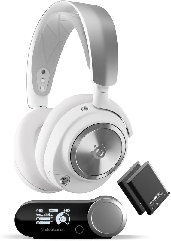SteelSeries Arctis Nova Pro Wireless Multi-Platform Gaming Kulaklık, Birinci Sınıf Hi-Fi Ses Sürücüleri, Aktif Gürültü Giderme, Clearcast Gen2 Mikrofon, PC, PS5, PS4, Switch, Mobil, Kablosuz