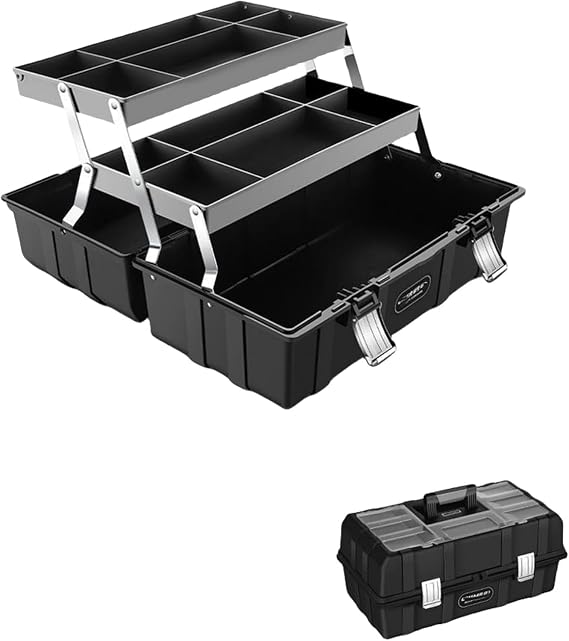 Tool Box, Tool Chest, Case, Tool Case, Tool Box, 3 Tiers, Foldable, Large, Large Capacity, With Handles, Interlocking Inside, 3 Tiers, Storage, Small Items, Tool Box, Easy to More, Sturdy and