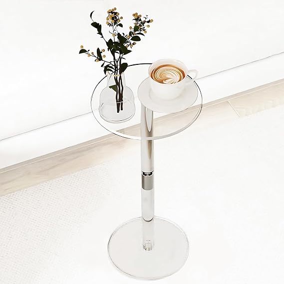 Acrylic Side Table, Acrylic Small Table, Minimalist Side Table for Living Room, Bedroom, Bathroom, Hallway, Balcony