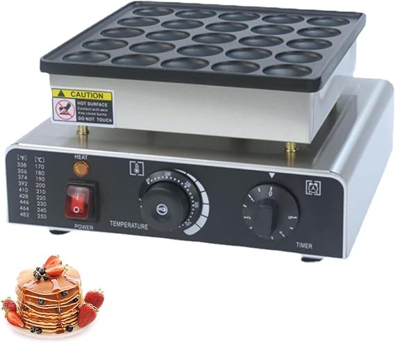 Mini Dutch Pancake Baker 25PCS Commercial Maker, 850W Electric Nonstick Dorayaki Waffle Maker Muffin Making Machine For Home Kitchen Restaurant Bakery Snack Bar