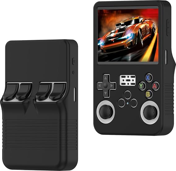 KZIOACSH Case for ANBERNIC R36S, Full Protection Shock-Absorption Soft Silicone Protective Case Protector Lightweight Anti-Fingerprint Anti-Scratch Gaming Console Rugged Skin Cover,Black