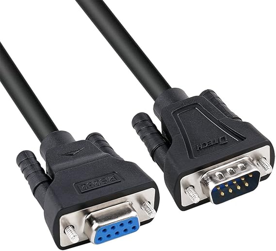 DTECH 6ft RS232 Null Modem Cable DB9 Male to Female Serial Extension Cord Simple Cross TX RX Line 2 Pin Crossed for Computer Switch Router Data Communication (6 Feet, Black)