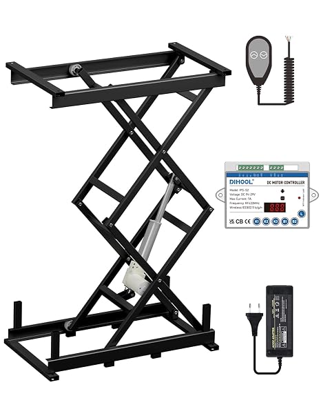 DIHOOL Electric Lift Table, Lift-Type Table, DIY Lift Desk, Lift Platform, Load Capacity 132.3 lbs 60 kg, Minimum Height Approx. 5.0 inches 12.7 cm, Maximum Height Approx. 10.4 inches 26.5 cm