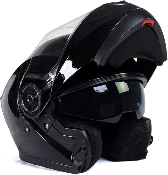 Milwaukee Helmets MPH9815DOT 'Breeze' Gloss Black Advanced Motorcycle Modular Helmet for Men and Women Biker w/ Drop Down Visor
